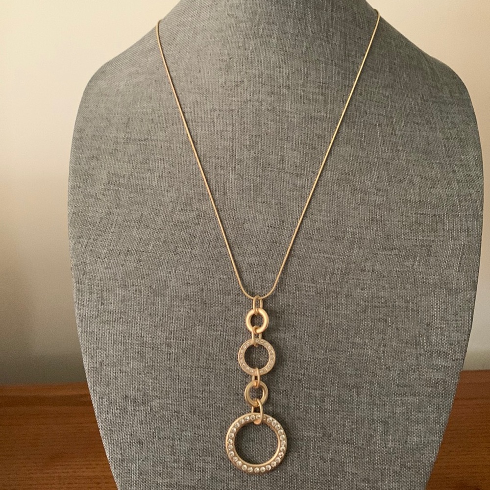 Four Loop Pendant w/Crystals Necklace